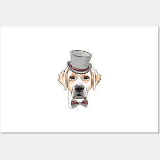 Labrador Retriever in a gray silk hat Posters and Art